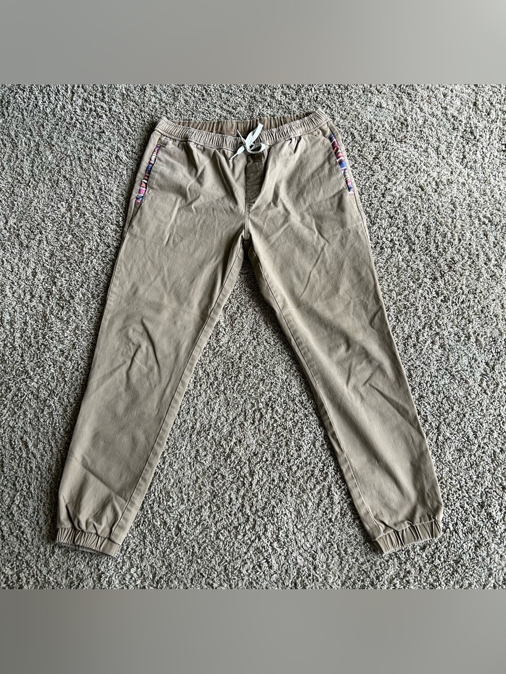 Wowie Joggers Mens Large (34x28) Khaki Aztec Chino Stretch Casual Western Pants